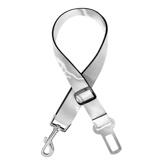 White Electric Lightning Print Dog Seat Belt