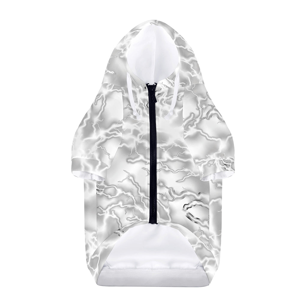 White Electric Lightning Print Dog Zip Up Hoodie