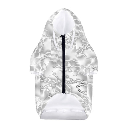 White Electric Lightning Print Dog Zip Up Hoodie