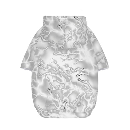 White Electric Lightning Print Dog Zip Up Hoodie