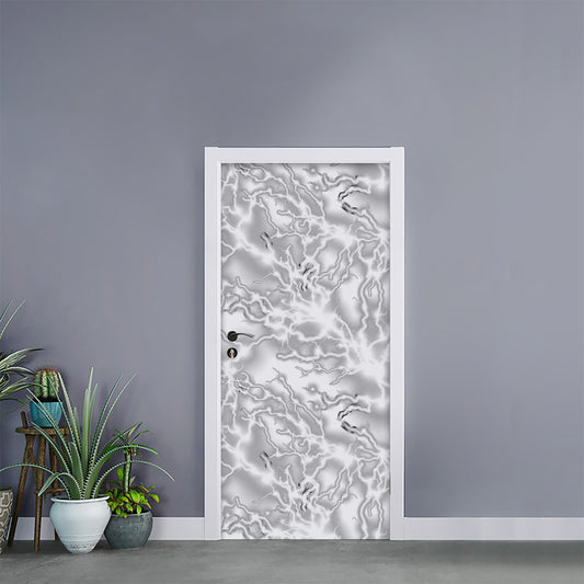 White Electric Lightning Print Door Sticker