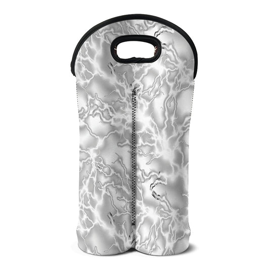 White Electric Lightning Print Double Neoprene Wine Tote