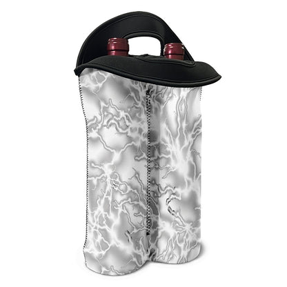 White Electric Lightning Print Double Neoprene Wine Tote