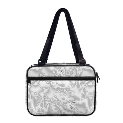 White Electric Lightning Print Double Strap Bible Bag