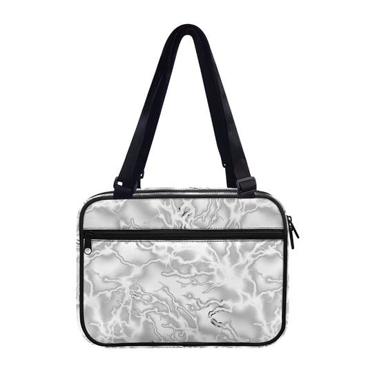 White Electric Lightning Print Double Strap Bible Bag