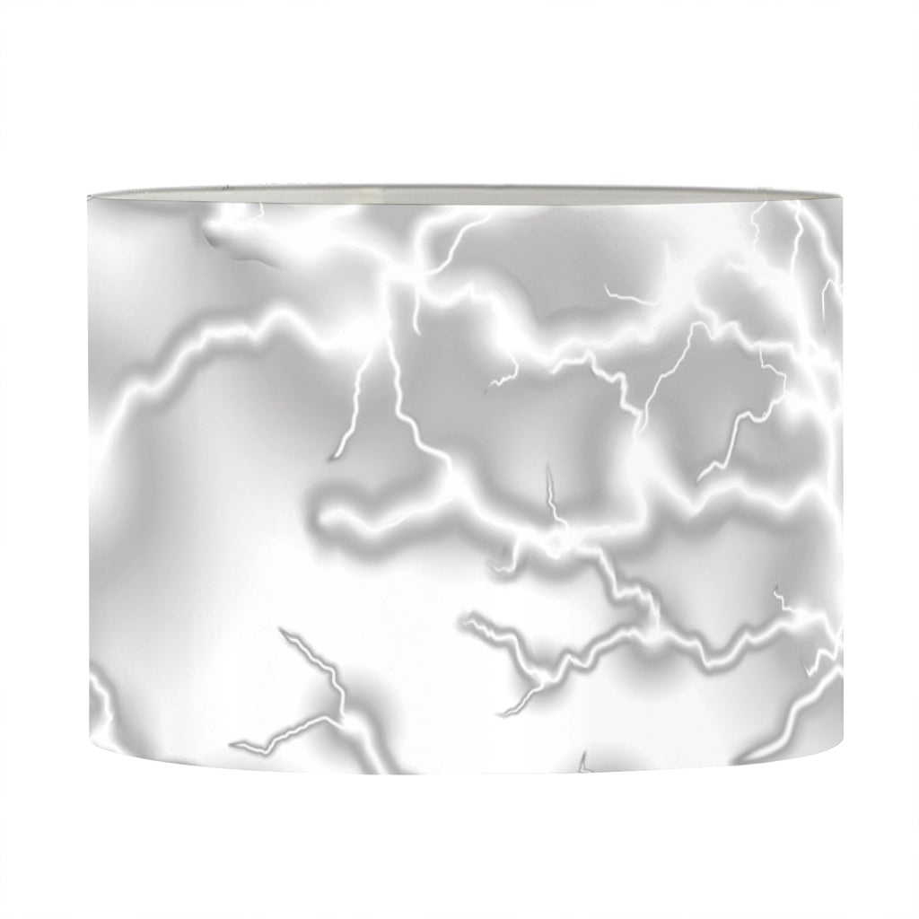 White Electric Lightning Print Drum Lamp Shade