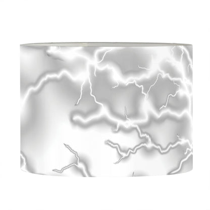 White Electric Lightning Print Drum Lamp Shade