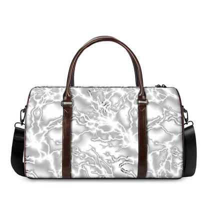 White Electric Lightning Print Duffle Bag