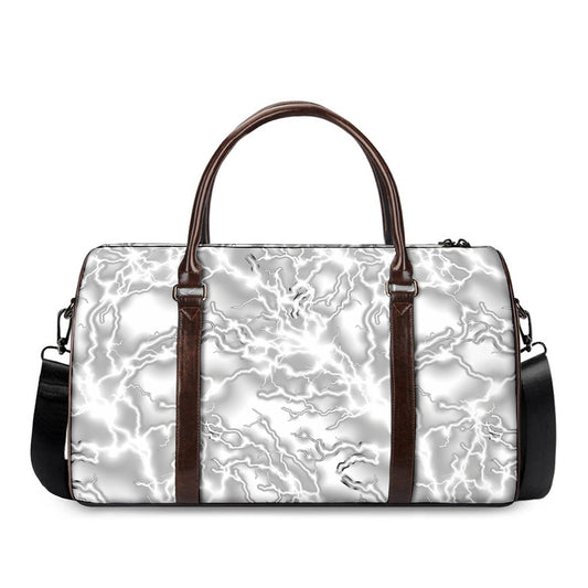 White Electric Lightning Print Duffle Bag