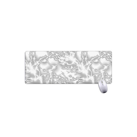 White Electric Lightning Print Extended Mouse Pad