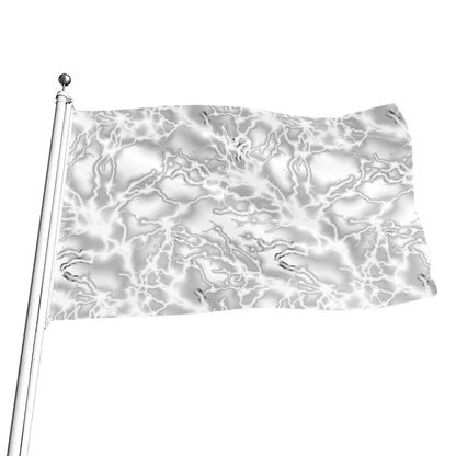 White Electric Lightning Print Flag