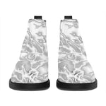 White Electric Lightning Print Flat Ankle Boots