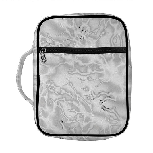 White Electric Lightning Print Front Pocket Bible Bag