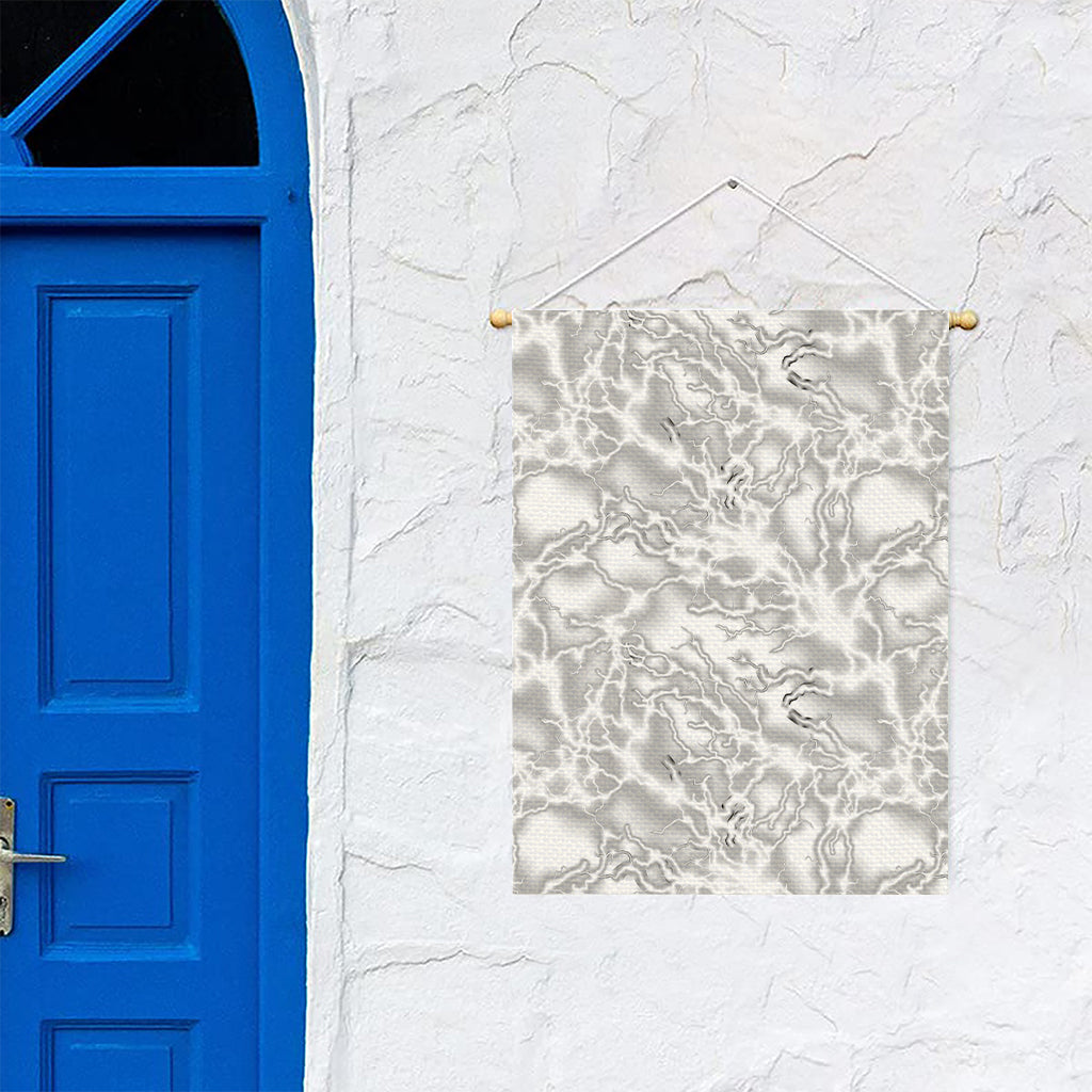 White Electric Lightning Print Garden Flag
