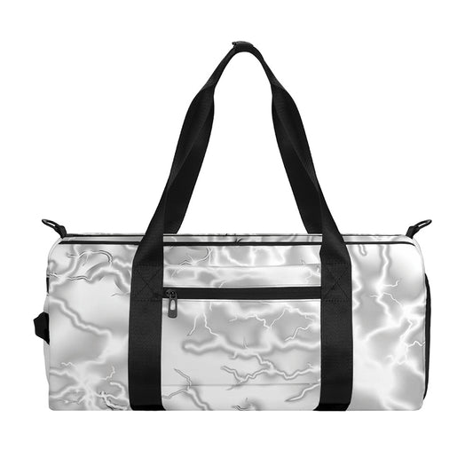 White Electric Lightning Print Gym Bag