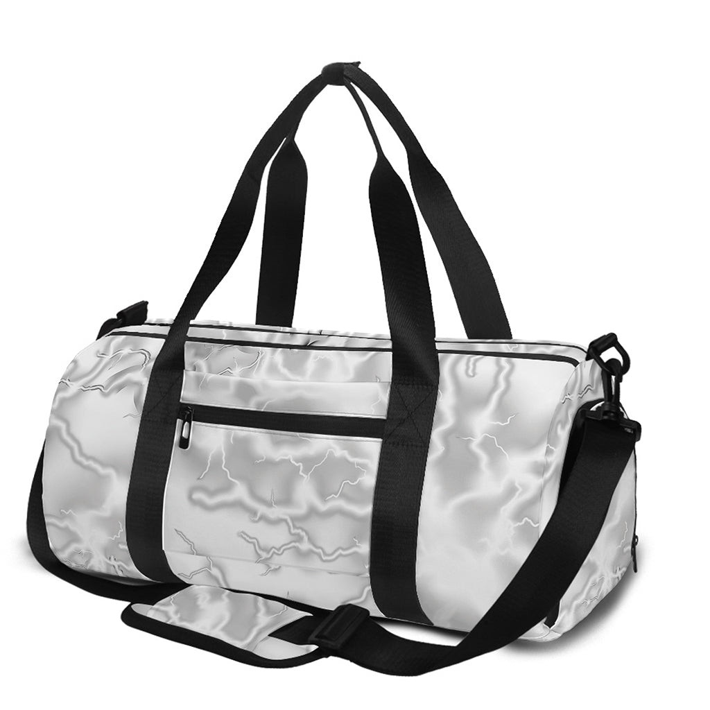 White Electric Lightning Print Gym Bag