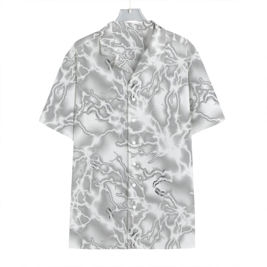 White Electric Lightning Print Hawaiian Shirt