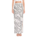 White Electric Lightning Print High Slit Maxi Skirt