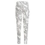 White Electric Lightning Print High-Waisted Pocket Leggings