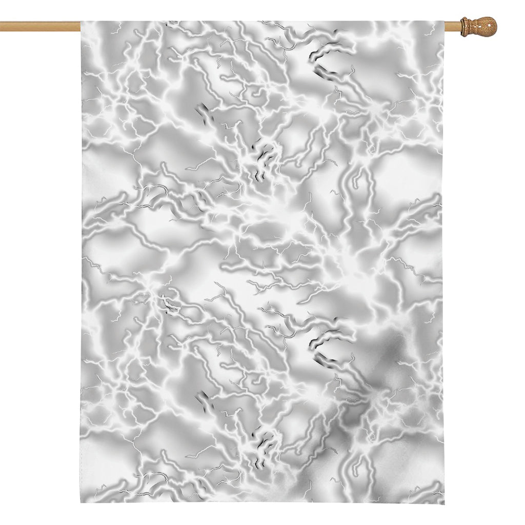 White Electric Lightning Print House Flag