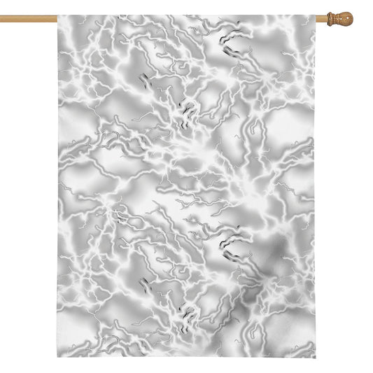 White Electric Lightning Print House Flag