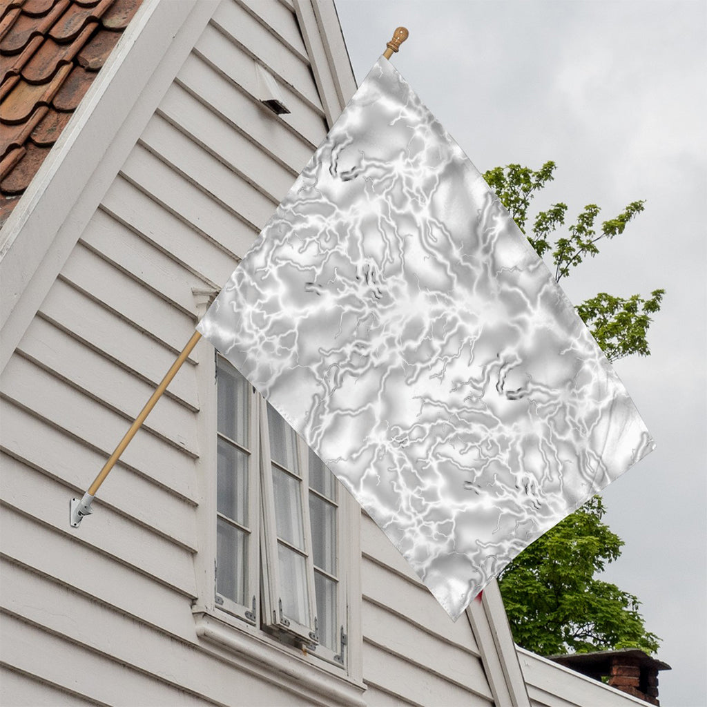 White Electric Lightning Print House Flag