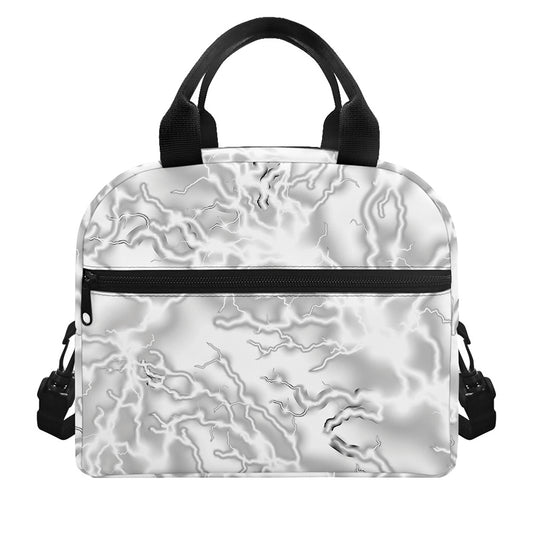 White Electric Lightning Print Insulated Lunch Bag
