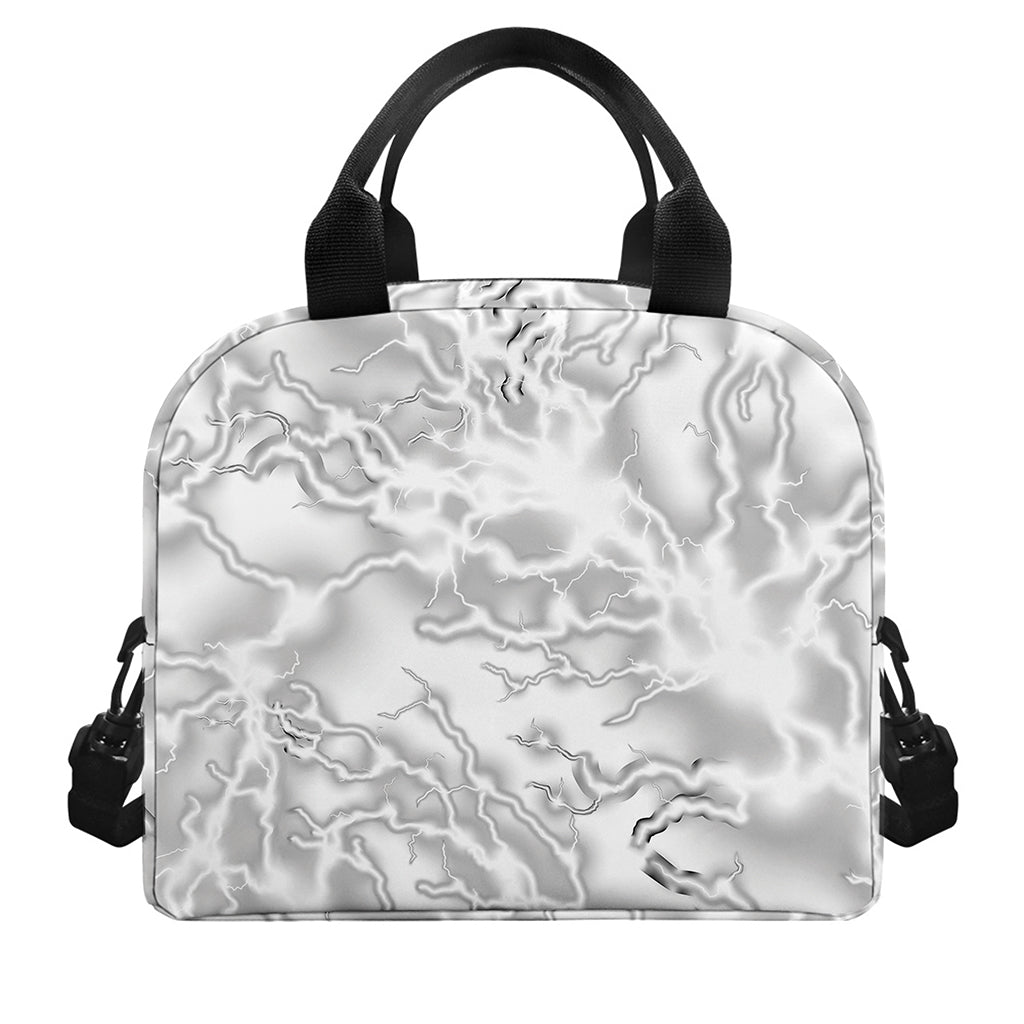 White Electric Lightning Print Insulated Lunch Bag