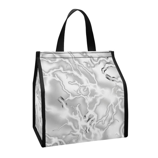 White Electric Lightning Print Insulated Lunch Tote