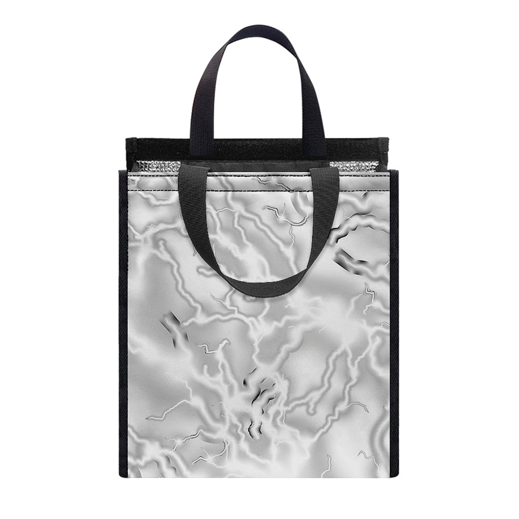 White Electric Lightning Print Insulated Lunch Tote
