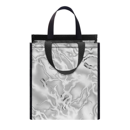 White Electric Lightning Print Insulated Lunch Tote