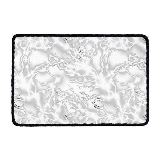 White Electric Lightning Print Kitchen Mat