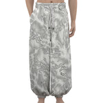 White Electric Lightning Print Lantern Pants