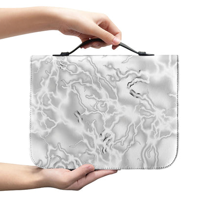 White Electric Lightning Print Leather Bible Cover
