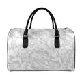 White Electric Lightning Print Leather Duffel Bag