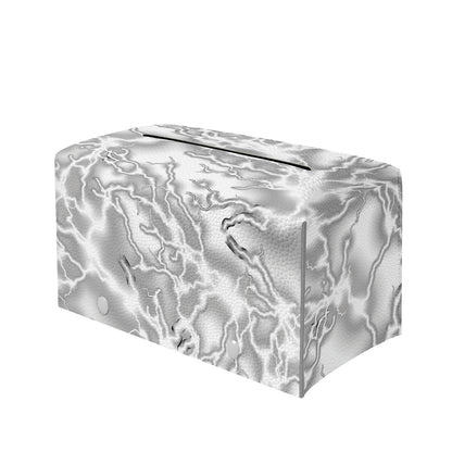 White Electric Lightning Print Leather Tissue Box Cover