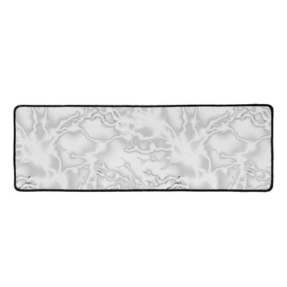 White Electric Lightning Print Long Kitchen Mat