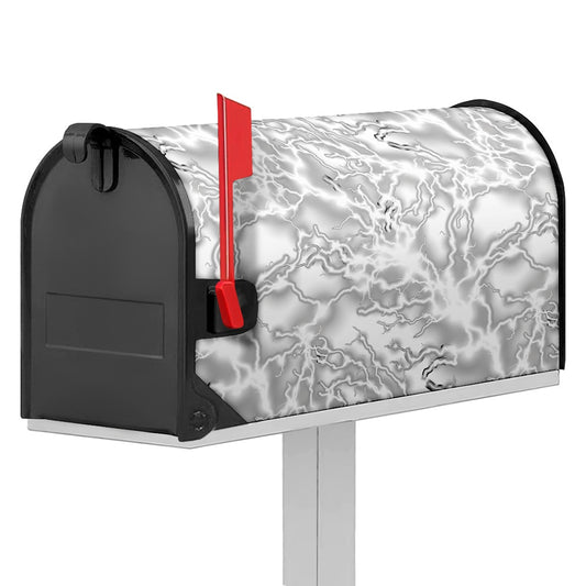 White Electric Lightning Print Mailbox Cover