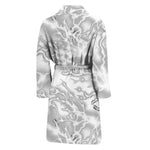 White Electric Lightning Print Men's Bathrobe