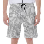 White Electric Lightning Print Men's Beach Shorts