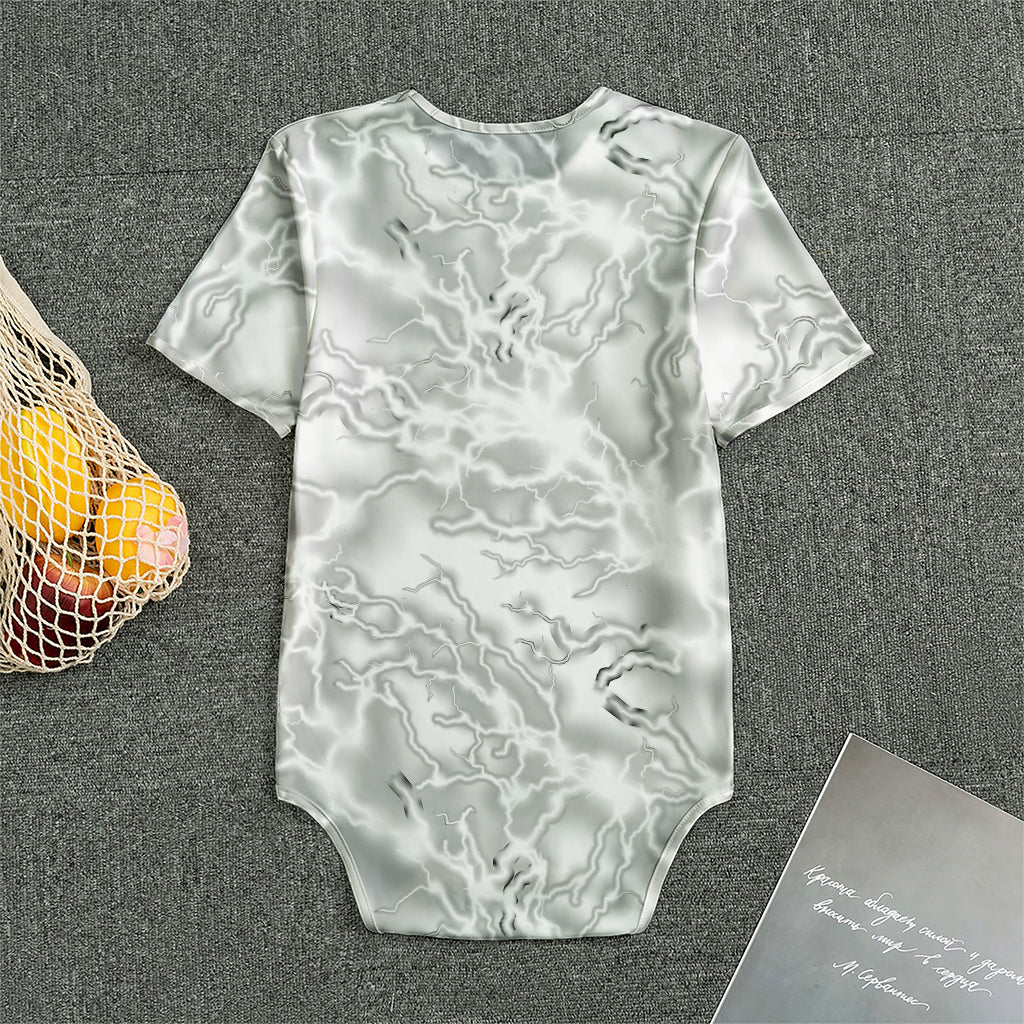 White Electric Lightning Print Men's Bodysuit