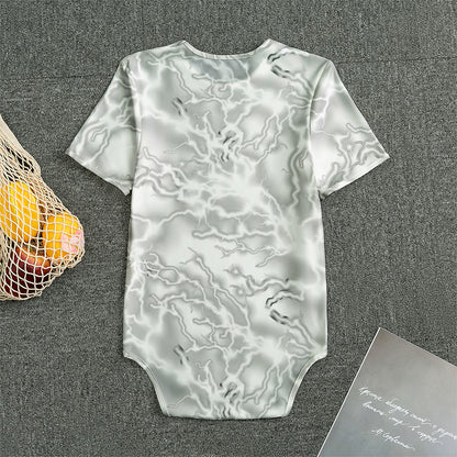 White Electric Lightning Print Men's Bodysuit