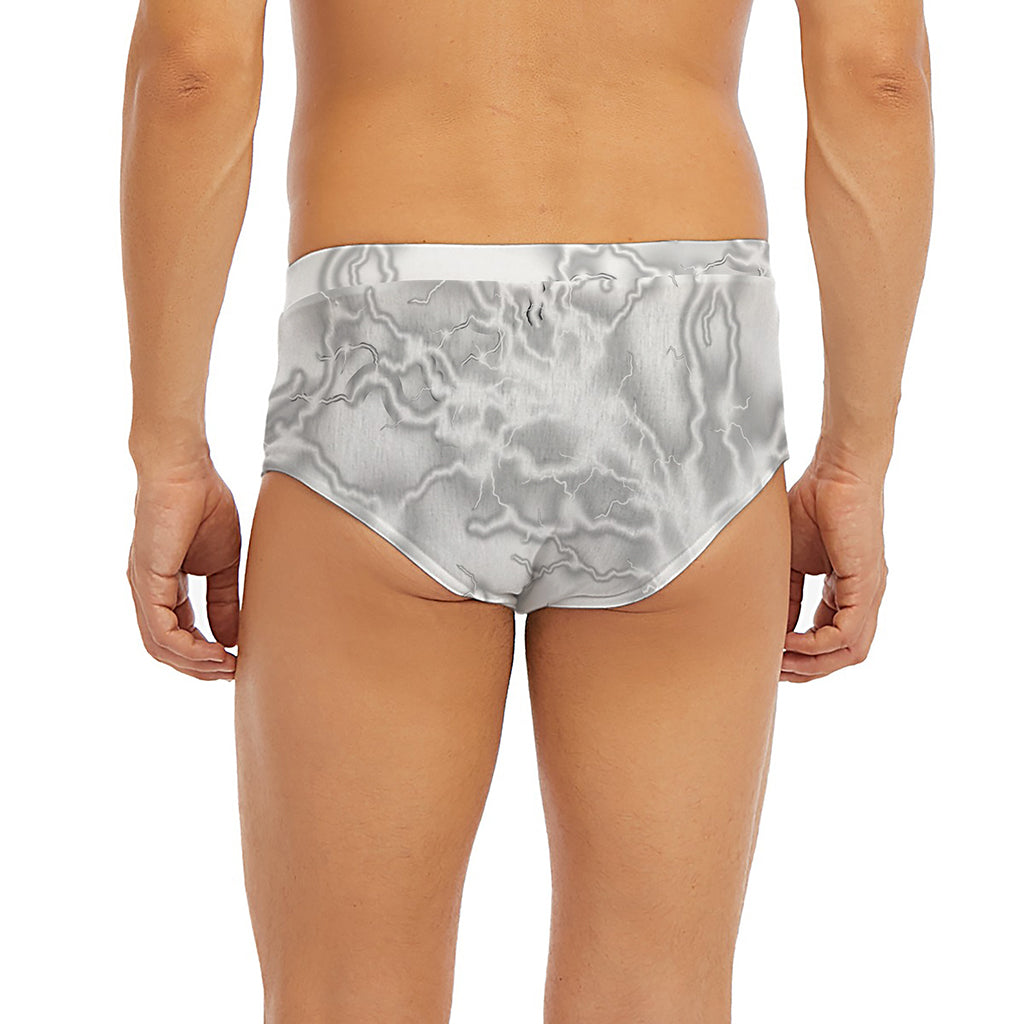 White Electric Lightning Print Men's Briefs
