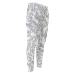 White Electric Lightning Print Men's Compression Pants