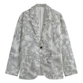 White Electric Lightning Print Men's Cotton Blazer