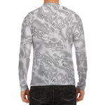 White Electric Lightning Print Men's Long Sleeve Rash Guard