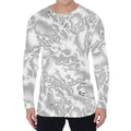 White Electric Lightning Print Men's Long Sleeve T-Shirt