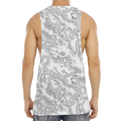 White Electric Lightning Print Men's Muscle Tank Top