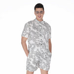 White Electric Lightning Print Men's Rompers