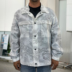 White Electric Lightning Print Men's Shirt Jacket